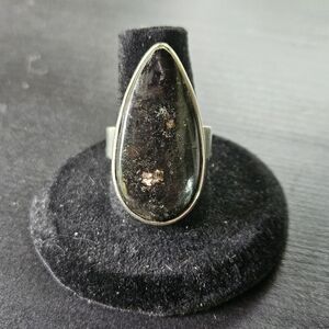 41. 925 Sterling Silver Ring, Obsidian,  Sz 8.5
